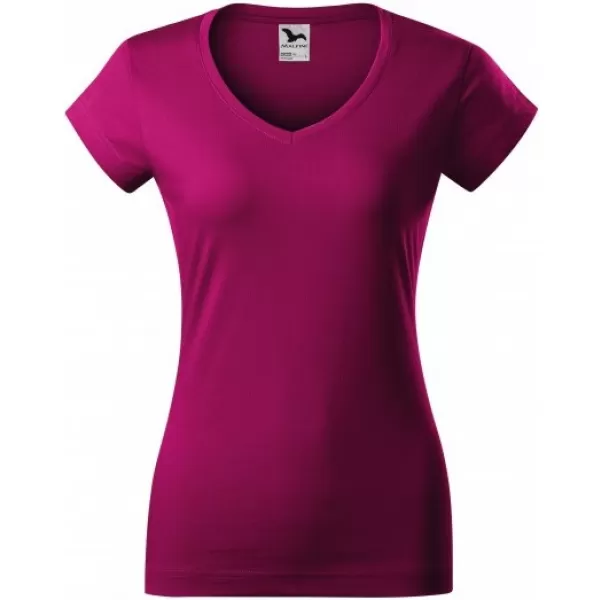  Dámské triko MALFINI FIT V-NECK 162 FUCHSIA RED 
