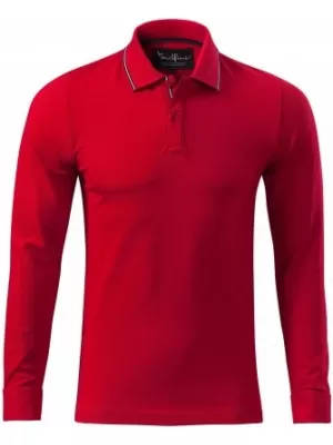 Pánské triko s dlouhým rukávem a límečkem MALFINI PREMIUM CONTRAST STRIPE LS 258 FORMULA RED