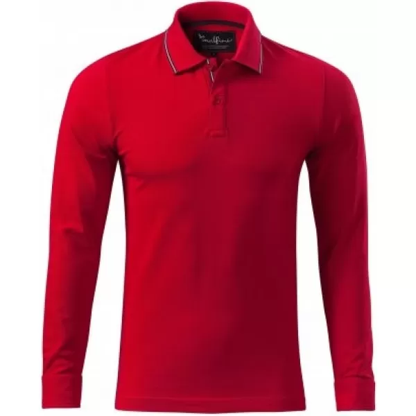  Pánské triko s dlouhým rukávem a límečkem MALFINI PREMIUM CONTRAST STRIPE LS 258 FORMULA RED 