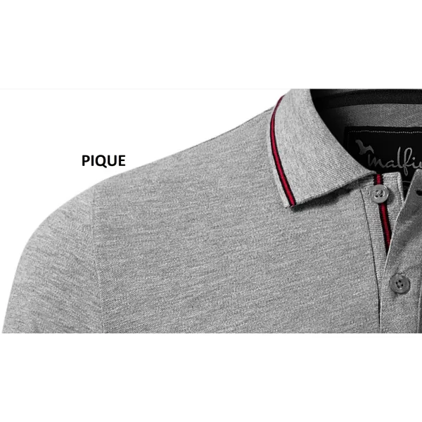  Pánské triko s dlouhým rukávem a límečkem MALFINI PREMIUM CONTRAST STRIPE LS 258 TMAVĚ ŠEDÝ MELÍR 