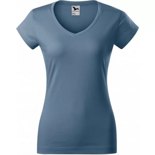  Dámské triko MALFINI FIT V-NECK 162 DENIM 