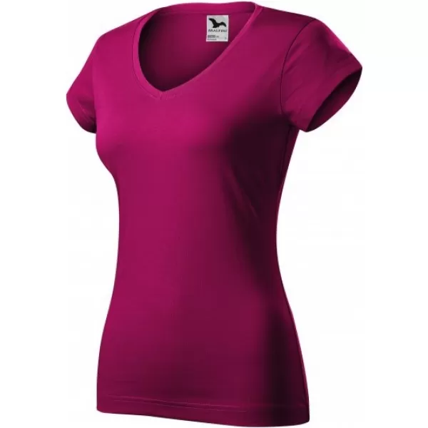  Dámské triko MALFINI FIT V-NECK 162 FUCHSIA RED 