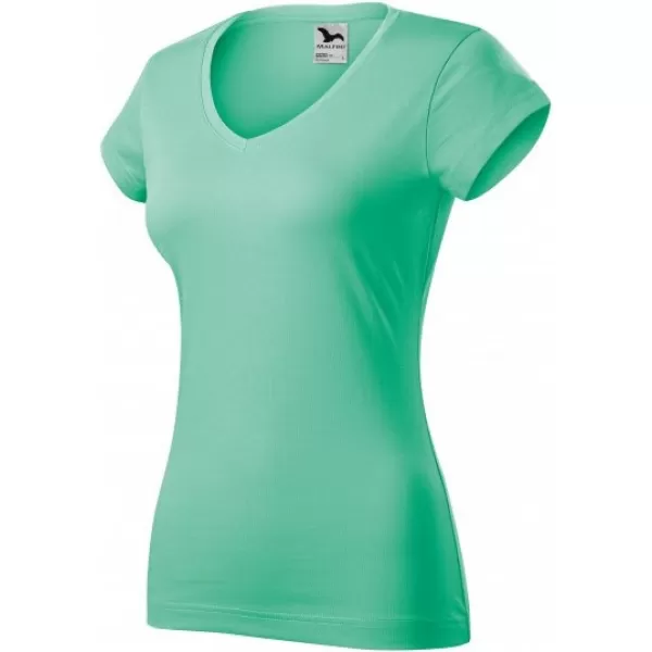  Dámské triko MALFINI FIT V-NECK 162 MÁTOVÁ 