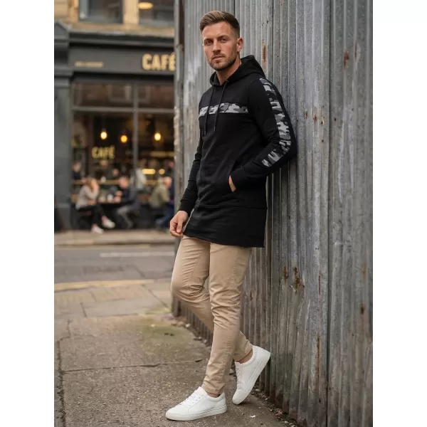  Pánská prodloužená mikina KIXMI KENNY ČERNÁ 