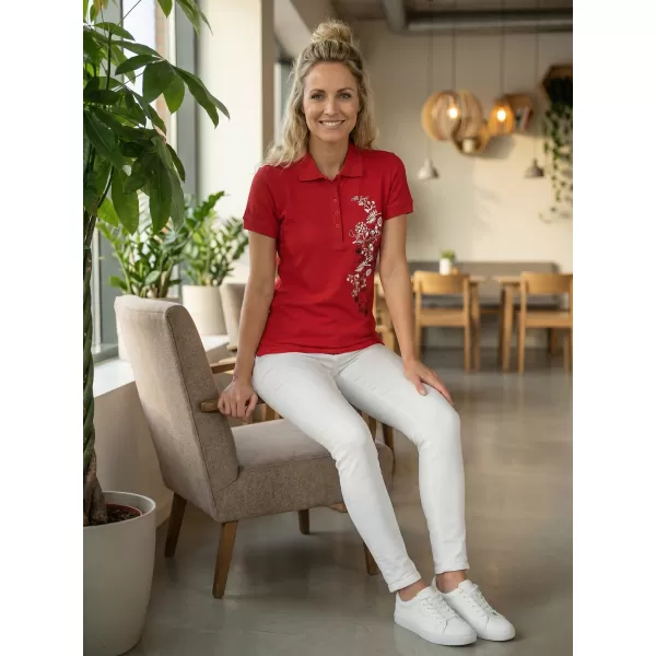  Dámské triko s límečkem ALTISPORT CARRYOVER ALW029210 ČERVENÁ 