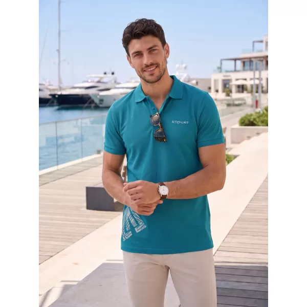  Pánské triko s límečkem ALTISPORT ALM013203 TMAVÝ TYRKYS 