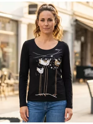 Dámské triko s dlouhým rukávem ALTISPORT CARRYOVER ALW043169 ČERNOZLATÁ