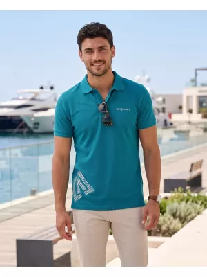 Pánské triko s límečkem ALTISPORT ALM013203 TMAVÝ TYRKYS