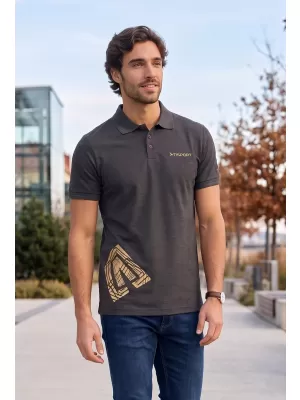 Pánské triko s límečkem ALTISPORT ALM013203 ANTRACITOVÝ MELÍR