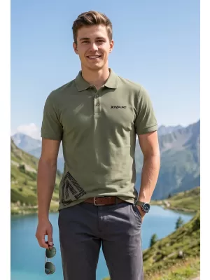 Pánské triko s límečkem ALTISPORT ALM013203 KHAKI