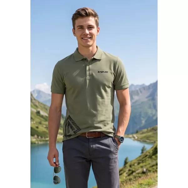  Pánské triko s límečkem ALTISPORT ALM013203 KHAKI 