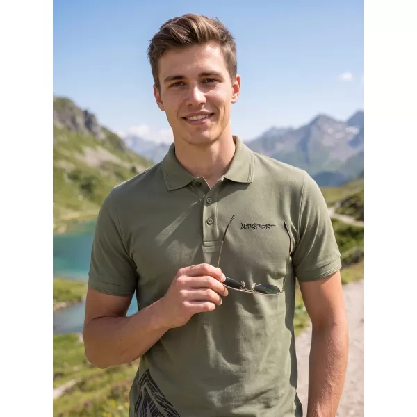  Pánské triko s límečkem ALTISPORT ALM013203 KHAKI 