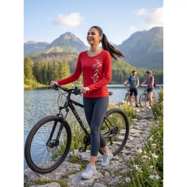  Dámské triko s dlouhým rukávem ALTISPORT CARRYOVER ALW029169 ČERVENÁ 