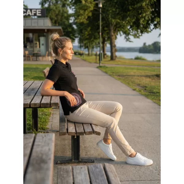  Dámské triko s límečkem ALTISPORT ALW024210 ČERNORŮŽOVÁ 