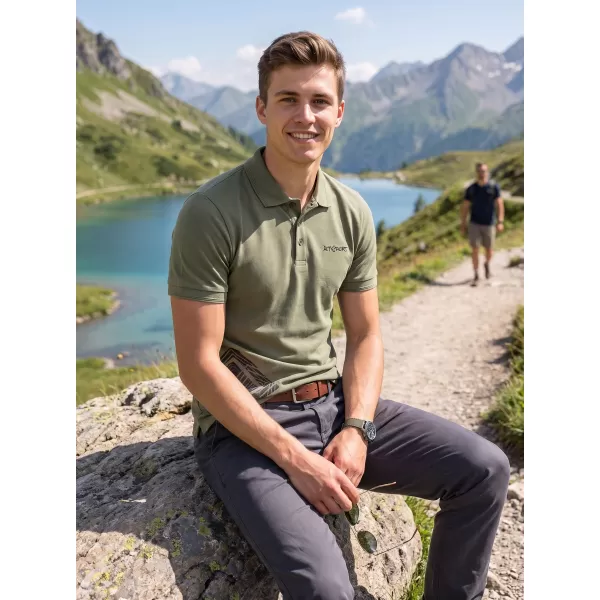  Pánské triko s límečkem ALTISPORT ALM013203 KHAKI 