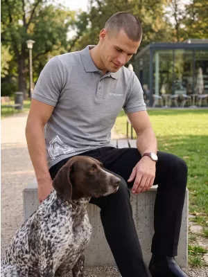 Pánské triko s límečkem ALTISPORT ALM013203 TMAVĚ ŠEDÝ MELÍR