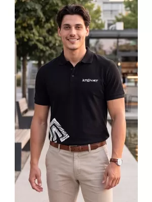 Pánské triko s límečkem ALTISPORT ALM013203 ČERNOBÍLÁ