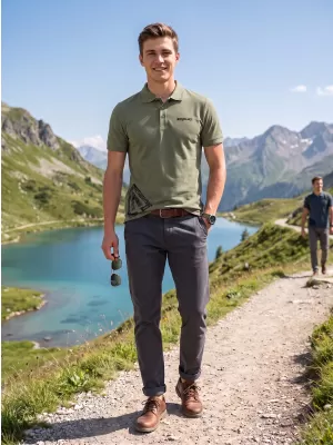 Pánské triko s límečkem ALTISPORT ALM013203 KHAKI