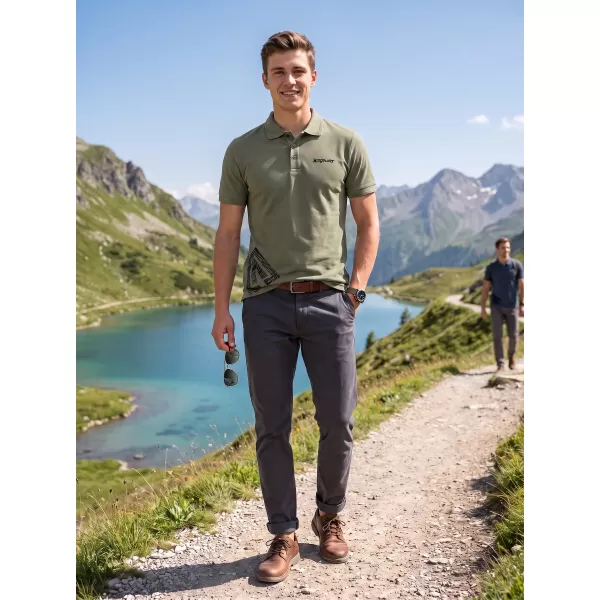  Pánské triko s límečkem ALTISPORT ALM013203 KHAKI 