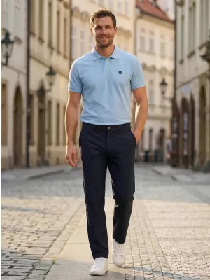 Pánské triko s límečkem ALTISPORT CARRYOVER ALM065203 NEBESKY MODRÁ