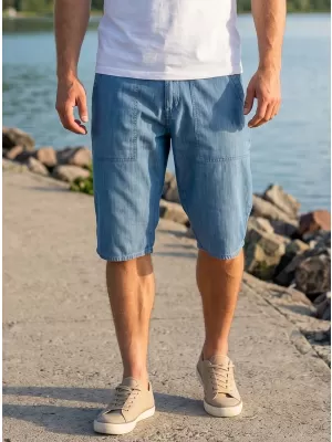 Pánské šortky SAM 73 GRIFF MS 736 SVĚTLÝ DENIM