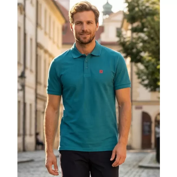  Pánské triko s límečkem ALTISPORT CARRYOVER ALM065203 TMAVÝ TYRKYS 