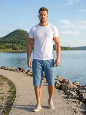 Pánské šortky SAM 73 GRIFF MS 736 SVĚTLÝ DENIM