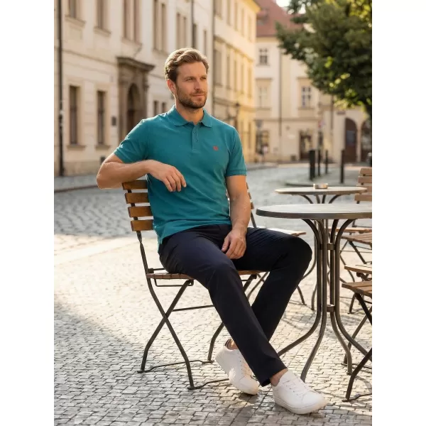  Pánské triko s límečkem ALTISPORT CARRYOVER ALM065203 TMAVÝ TYRKYS 