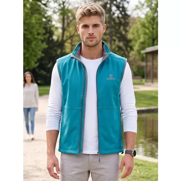  Pánská softshellová vesta ALTISPORT ALM006517 TMAVÝ TYRKYS 