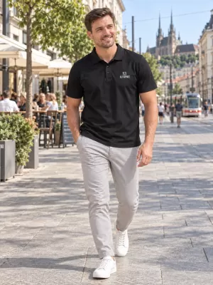 Pánské funkční triko s límečkem ALTISPORT ALM006217 ČERNÁ