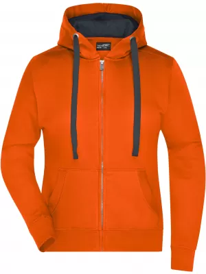 Dámská mikina JAMES NICHOLSON JN594 DARK ORANGE/CARBON