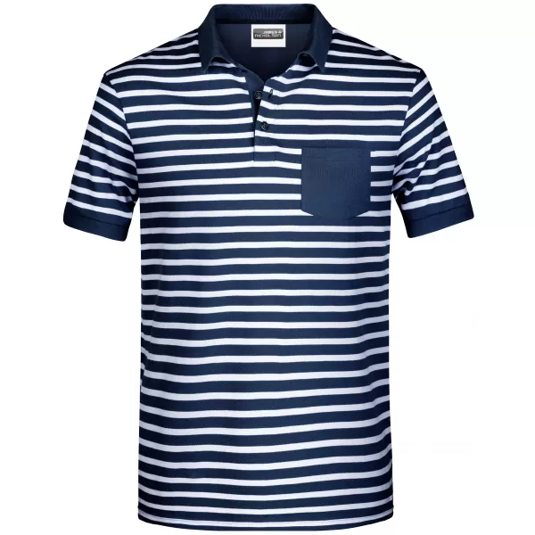  Pánské triko s límečkem JAMES NICHOLSON 8030 NAVY/WHITE 