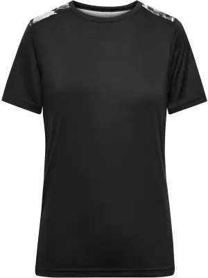 Dámské funkční triko JAMES NICHOLSON JN523 BLACK/BLACK PRINTED
