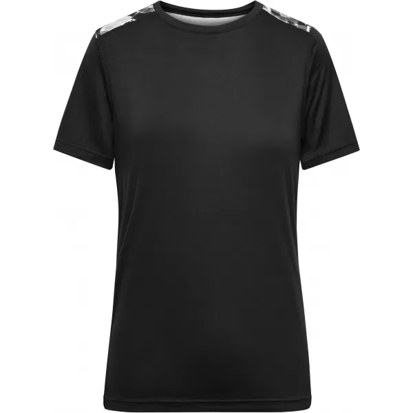  Dámské funkční triko JAMES NICHOLSON JN523 BLACK/BLACK PRINTED 