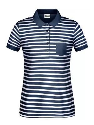Dámské triko s límečkem JAMES NICHOLSON 8029 NAVY/WHITE
