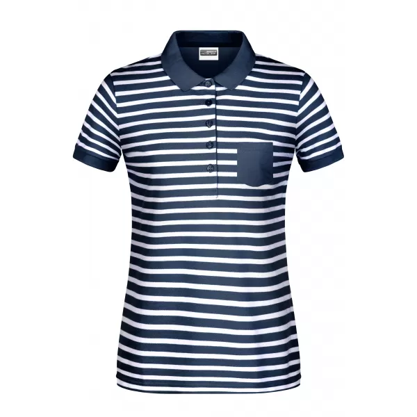  Dámské triko s límečkem JAMES NICHOLSON 8029 NAVY/WHITE 