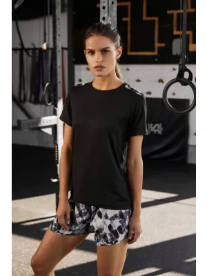 Dámské funkční triko JAMES NICHOLSON JN523 BLACK/BLACK PRINTED