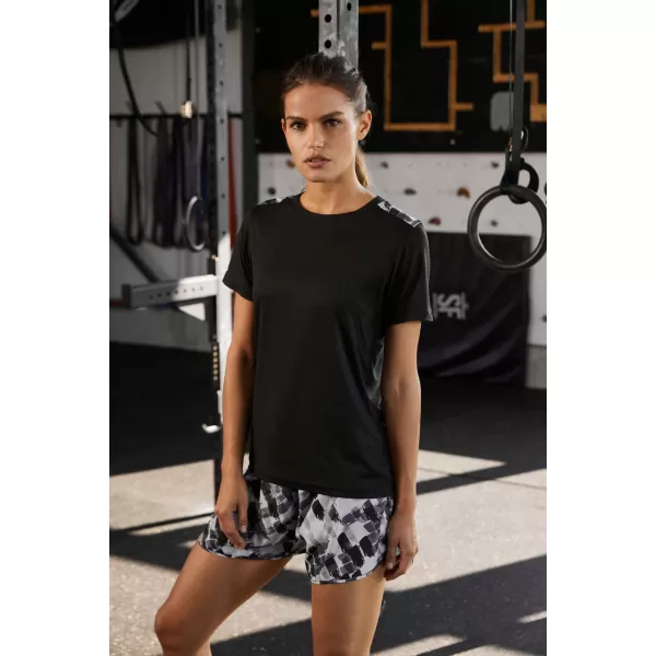  Dámské funkční triko JAMES NICHOLSON JN523 BLACK/BLACK PRINTED 