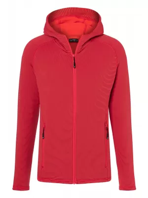 Pánská stretchfleece mikina JAMES NICHOLSON JN786 RED/CARBON