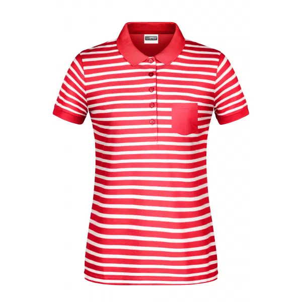  Dámské triko s límečkem JAMES NICHOLSON 8029 RED/WHITE 