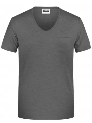 Pánské triko JAMES NICHOLSON 8004 BLACK HEATHER