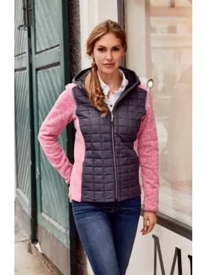 Dámská mikina JAMES NICHOLSON JN741 PINK MELANGE/ANTHRACITE MELANGE