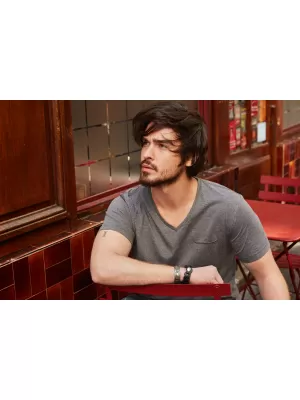 Pánské triko JAMES NICHOLSON 8004 BLACK HEATHER