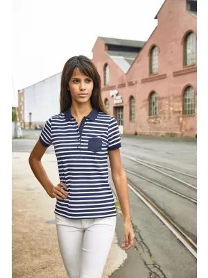 Dámské triko s límečkem JAMES NICHOLSON 8029 NAVY/WHITE