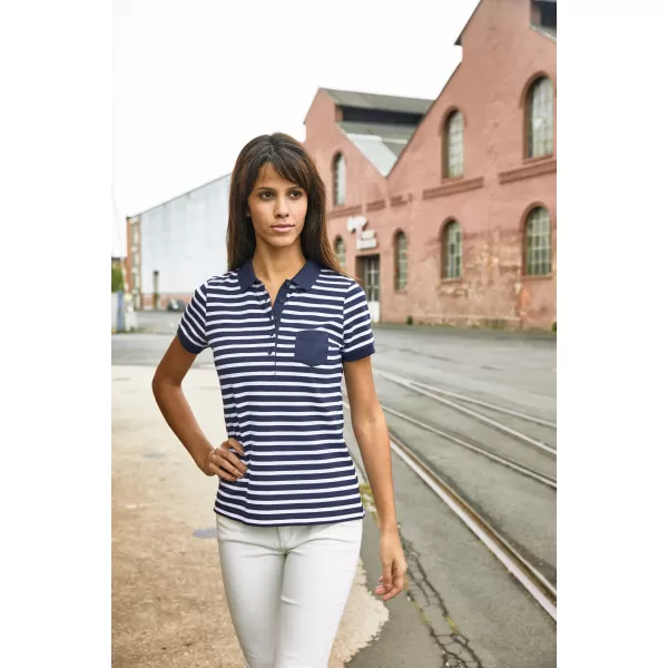  Dámské triko s límečkem JAMES NICHOLSON 8029 NAVY/WHITE 