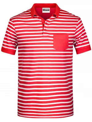 Pánské triko s límečkem JAMES NICHOLSON 8030 RED/WHITE