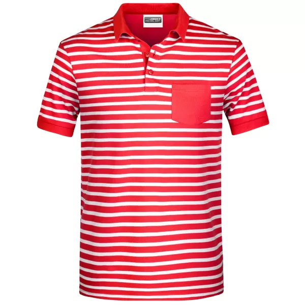 Pánské triko s límečkem JAMES NICHOLSON 8030 RED/WHITE 