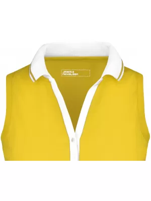 Dámské triko s límečkem bez rukávů JAMES NICHOLSON JN159 SUN YELLOW/WHITE