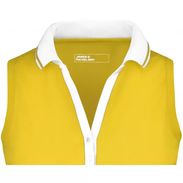  Dámské triko s límečkem bez rukávů JAMES NICHOLSON JN159 SUN YELLOW/WHITE 