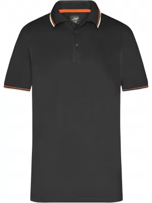 Pánské triko s límečkem fashion JAMES NICHOLSON JN966 BLACK/WHITE/ORANGE